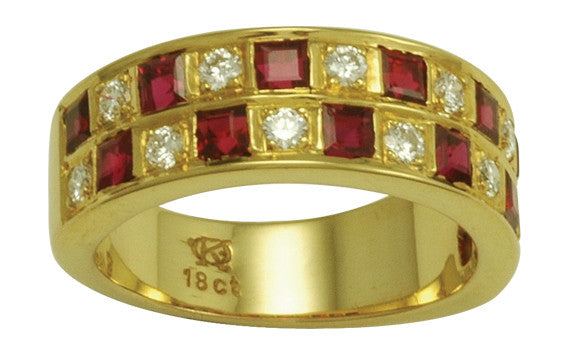 Checkmate Ruby and Diamond Ring