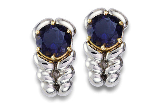 Double Flowing Lines Iolite Earrings