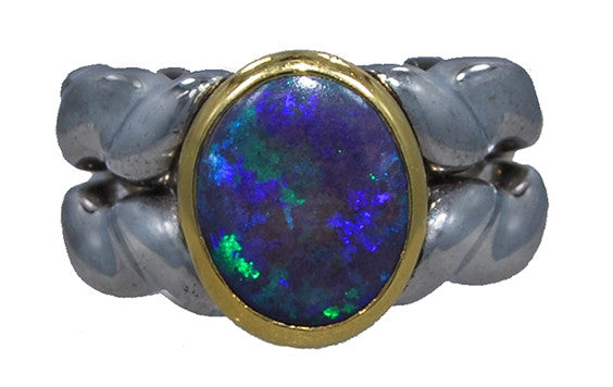 Double Flowing Lines Pacifica Opal Ring