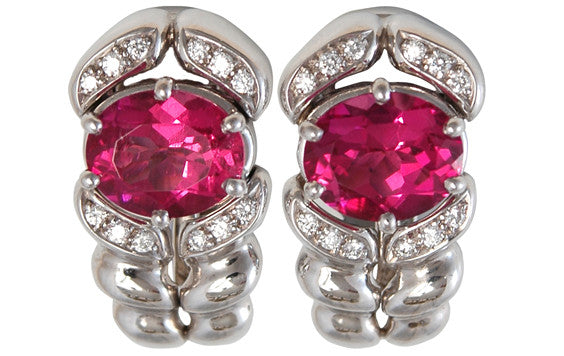 Double Flowing Lines Pink Tourmaline Earrings