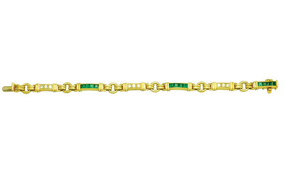 Emerald and Diamond Line Bracelet