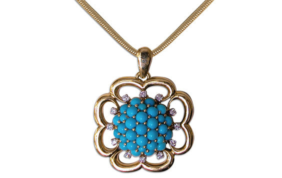 Turquoise Quatrefoil Pendant