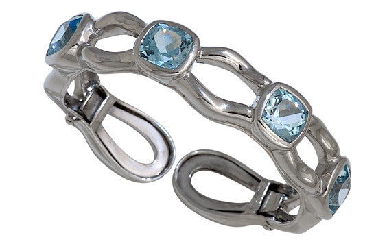 Tzarina Blue Topaz Clip Bangle Bracelet