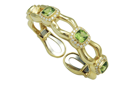 Tzarina Peridot and Diamond Clip Bangle Bracelet